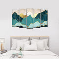 VIBECRAFTS Abstract Mountains with Sunrise Background 5 Pieces Canvas Wall Painting For Home|Office|Living Room|Gift (PTVC5Pcs2_6503)