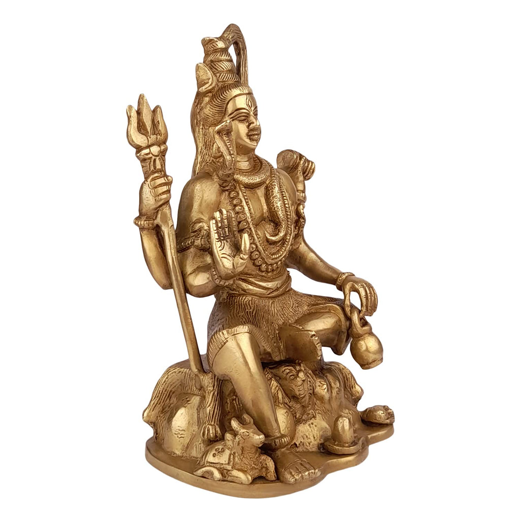 ARTVARKO Brass Blessing Lord Shiva Murti Idol Shankar Bhagwan Bhole Nath with Nandi Shivling Statue Home Mandir Puja Temple Showpiece Accessories Vastu Remedy Pooja Gift & Home Decor