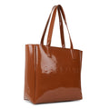 Carrylux ShinyAura Women's Tote Bag, Large Glossy Handbag, Shoulder Bag for Office & Casual Use (Tan)