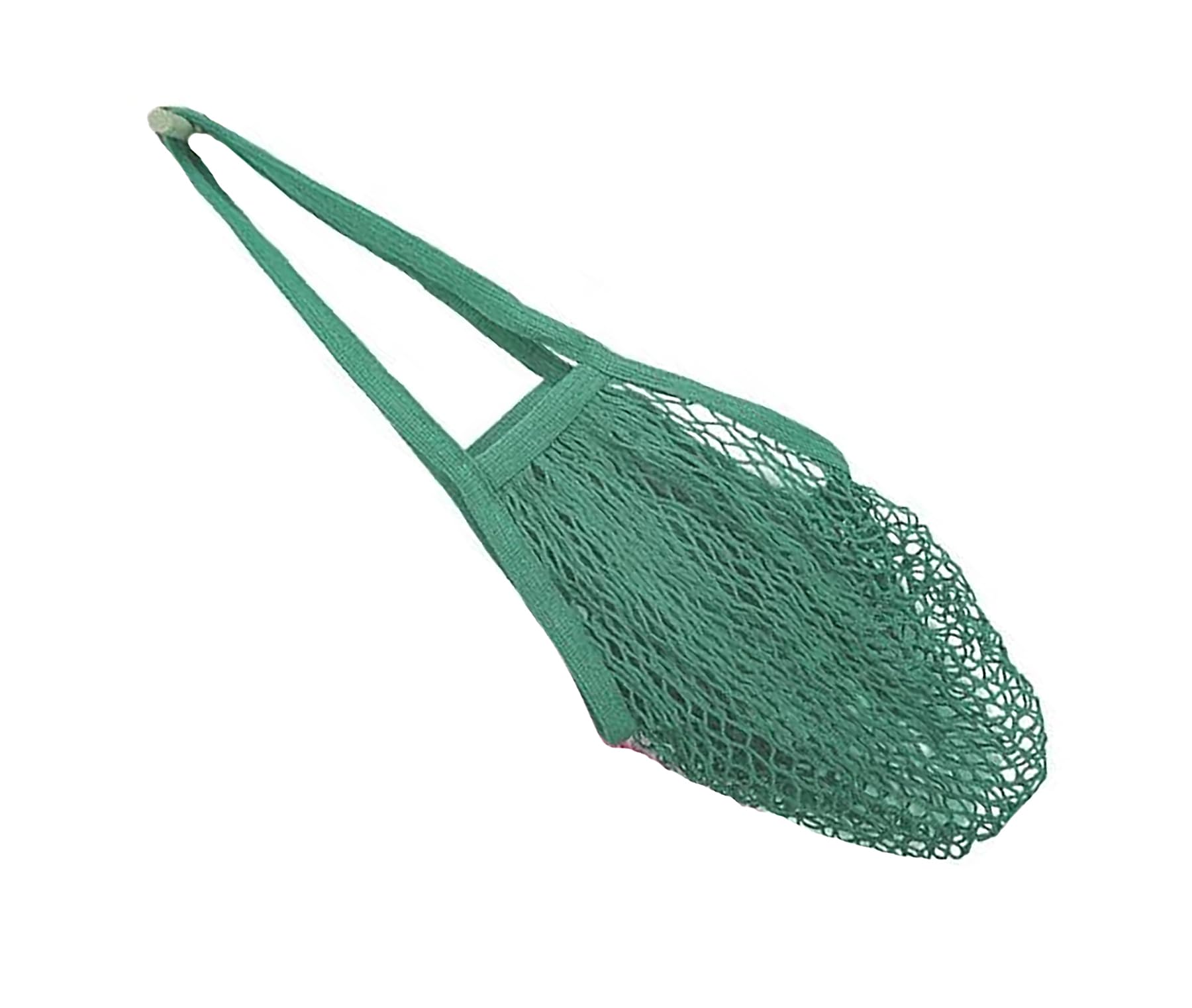 MSK Looms Eco Friendly Light Weight Cotton Net String Bag with Long Handle, Reusable Produce Bag for Fruits and Vegetable - Green