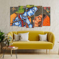 VIBECRAFTS Beautiful Radha Krishna Five Pieces Premium Wall Painting For Home|Office|Living Room|Gift (PTVC5Pcs2_6537)