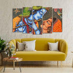 VIBECRAFTS Beautiful Radha Krishna Five Pieces Premium Wall Painting For Home|Office|Living Room|Gift (PTVC5Pcs2_6537)
