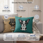 STITCHNEST Set of 2 Jute Cushion Covers – 16x16 Inches – Cute Puppy & French Bulldog Prints – Designer Decorative Pillow Covers for Sofa, Living Room & Bedroom | Perfect for Home Decor