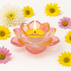 SHIKSHA PATRI Elegant Crystal Lotus Flower Tealight Holder – Premium Glass Candle Stand for Diwali, Christmas, Weddings & Home Decoration(Pack of 1) (Pink)