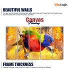 VIBECRAFTS Colorful Parrot Abstract Art Canvas wall Painting of Five Pieces For Home|Office|Living Room|Gift (PTVC5Pcs4_8661)