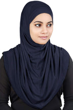 MyBatua Women's 2-Piece Al-Amira Hijab with Under Scarf/Cap/Bonnet in Soft Viscose Jersey, Ready to Wear HJ-129 (Navy Blue)