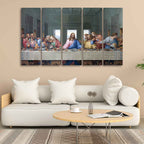 VIBECRAFTS Last supper of Jesus 5 Pieces Canvas Wall Painting For Home|Office|Living Room|Gift (PTVC5Pcs4_8613NN)