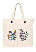 Supadaa Large Canvas Tote Bag For Women With Zipper Premium Cotton Shoulder Handbag Reusable Shopping Office College Travel Beach Grocery Bag (Pocket)