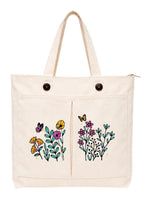 Supadaa Large Canvas Tote Bag For Women With Zipper Premium Cotton Shoulder Handbag Reusable Shopping Office College Travel Beach Grocery Bag (Pocket)
