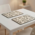 YELONA Leather Dining Table Placemats Set of 2 – Waterproof, Heat Resistant, Anti-Slip, Easy to Clean Table Mats for Dining Table, Kitchen & Home Décor (Black Botanical, 40 x 30 cm) Kafalo