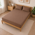 THE HOME STYLE Solid Cotton Feel Pillow Covers (18 x 28 inches, Set of 2 Pcs) | 300 TC | Super Soft & Smooth (Coco)