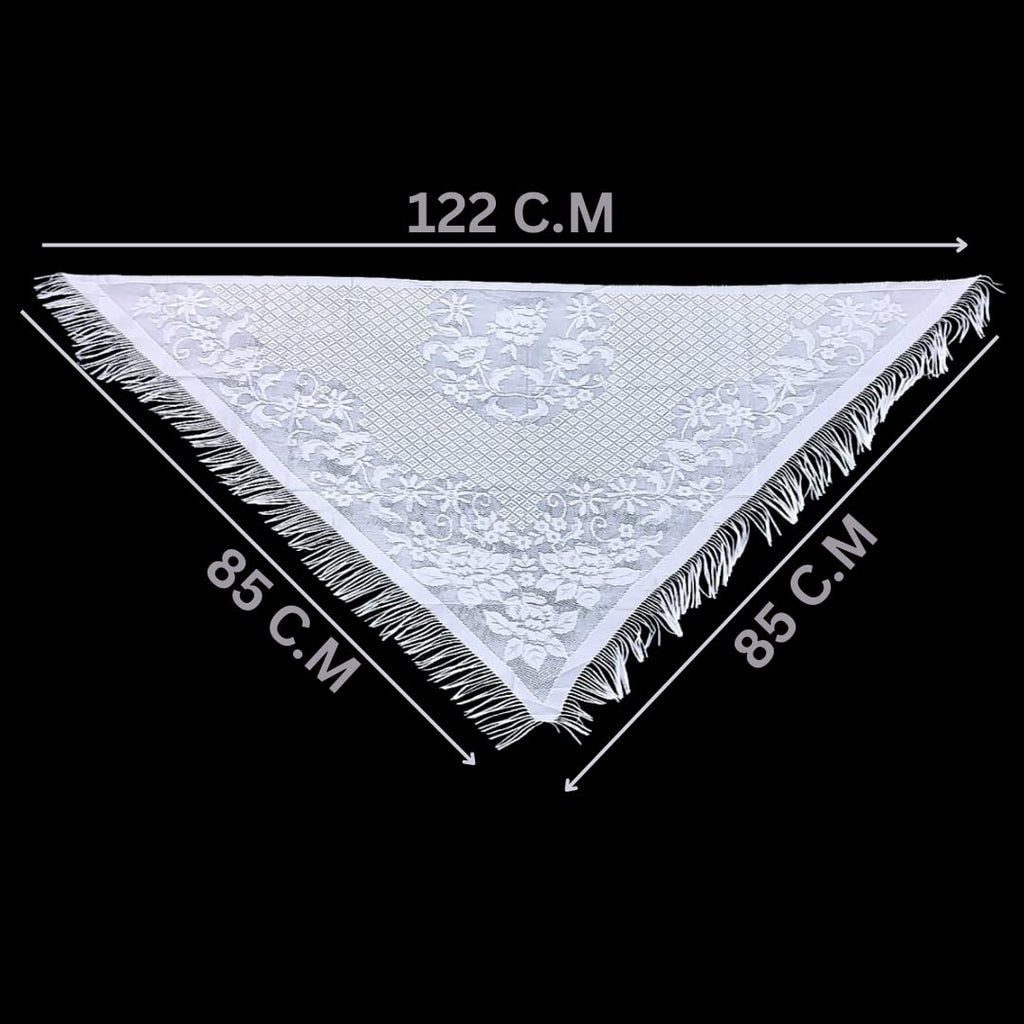 Devino Ora White Lace Triangle Scarf/Shawl with diamond style design (White Diamonds) -1