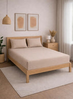 THE HOME STYLE Solid Cotton Feel Pillow Covers (18 x 28 inches, Set of 2 Pcs) | 300 TC | Super Soft & Smooth (Sand)