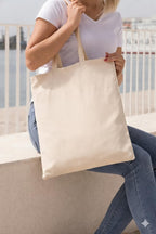 SKY LESS FASHION Cotton Tote Bag for Women, Plain Shoulder Bag for Painting Reusable Multi-Purpose Grocery Shopping Bag for School, Gym, Beach & Travel, 16 x 14 Inch, Beige Pack of 2