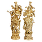 SVARUP Brass Radh Krishna Idol in Gold Color Height 14 Inch