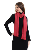 EH Viscose Pashmina Female Scarf For Women, Twill Weave, Thick, Solid Color Wraps, All Weather, Large, Warm, Very Soft Pashmina Feel Scarves (RED)