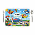 VS GIFTS Customized Table Mat with Name & Design Engraving | Personalized Dining Mat with Spoon & Fork | Customized Birthday Gift for Kids (Aeroplane) Kafalo