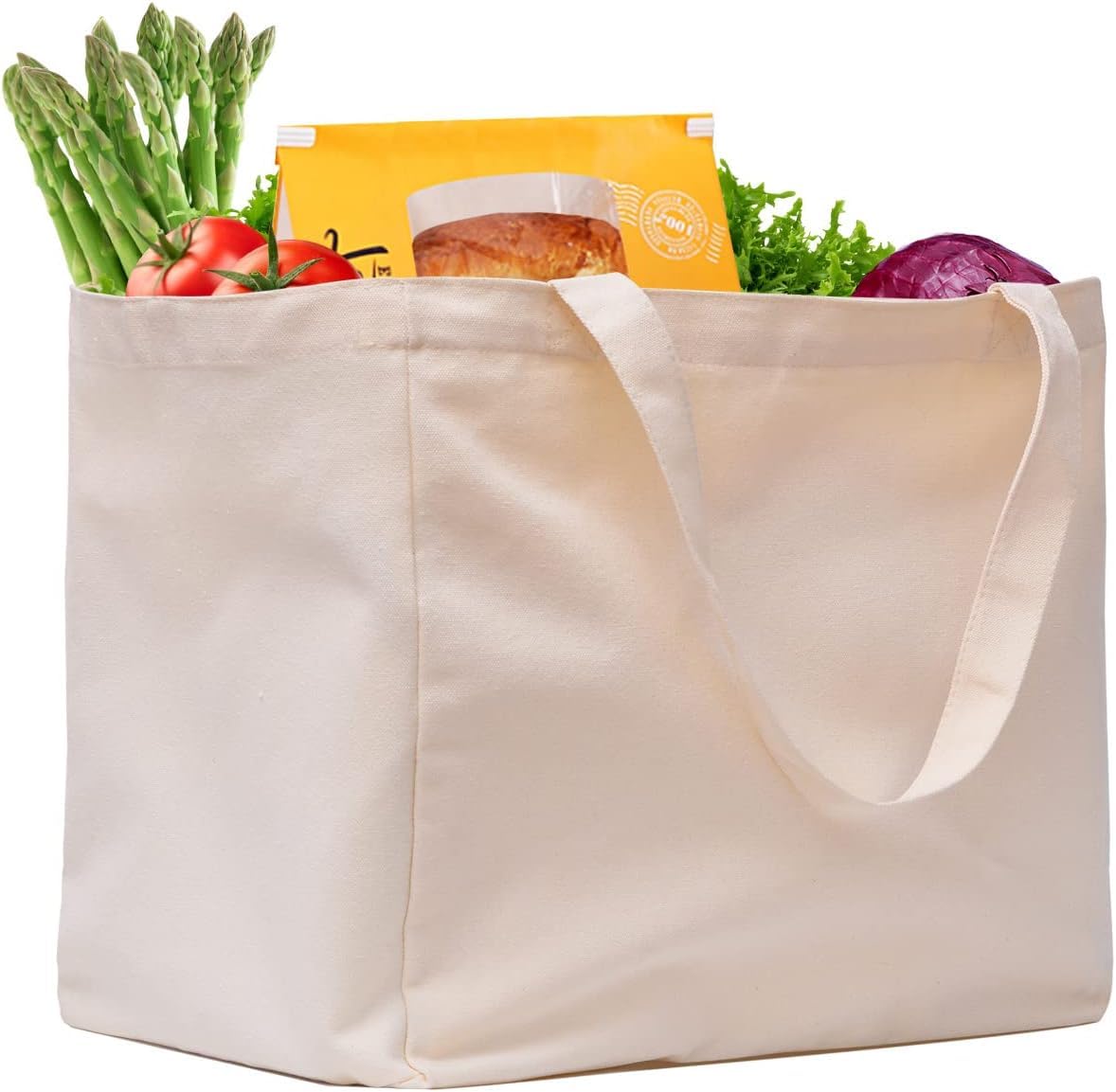 ECHSRT Reusable Cotton Grocery Shopping Bag- Eco-Friendly,Durable,Machine Washable,Large Capacity|Evoiournmental Friendly|Sustainable Shopping|Say No To Plastic (Plain 200 GSM,Pack Of 2),Beige