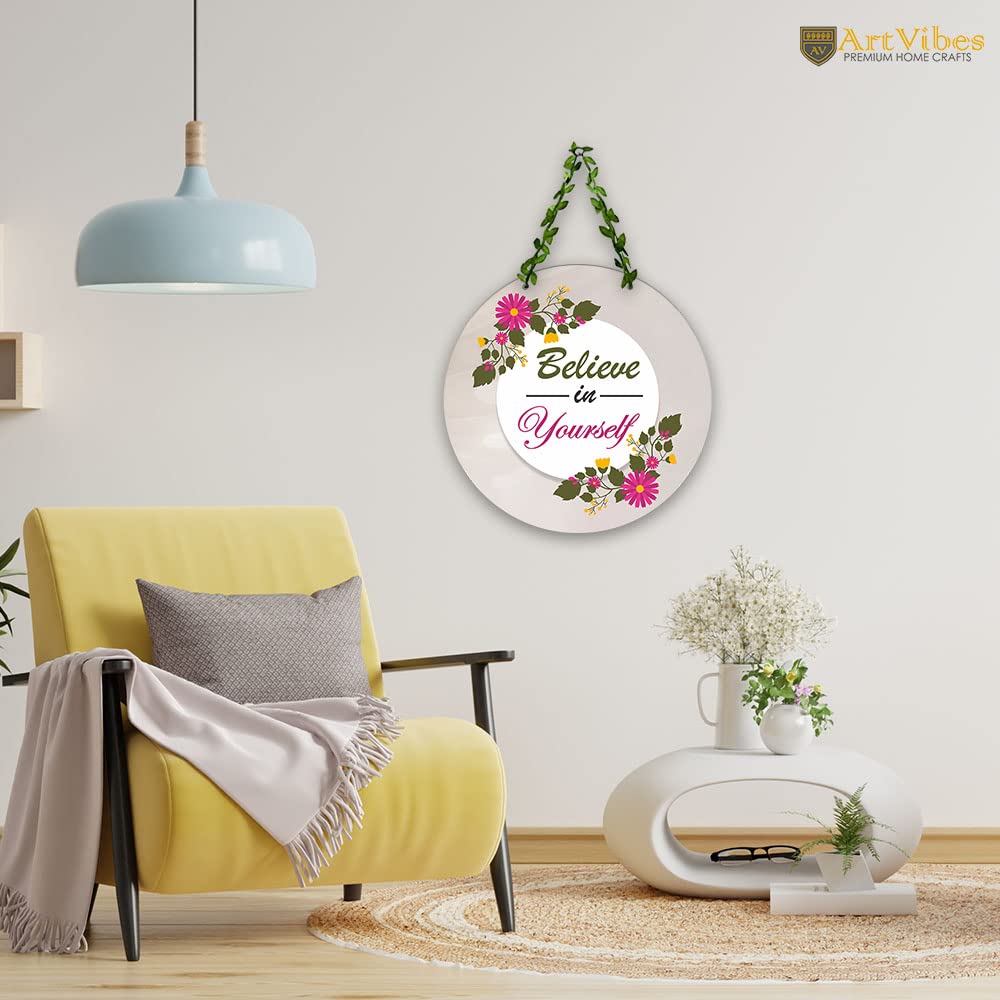 Artvibes Believe in Yourself Wall Hanging for Home | Decorative Items For Decor | MDF Wooden Hanger Decoration | Art Piece (WH_8205N)
