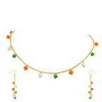 JFL - Jewellery for Less Fancy Tricolour Chain Necklace Set with Matching Earrings and Bracelet for Women & Girls | Handmade Independence Day & Republic Day Jewellery | Fashion Accessories