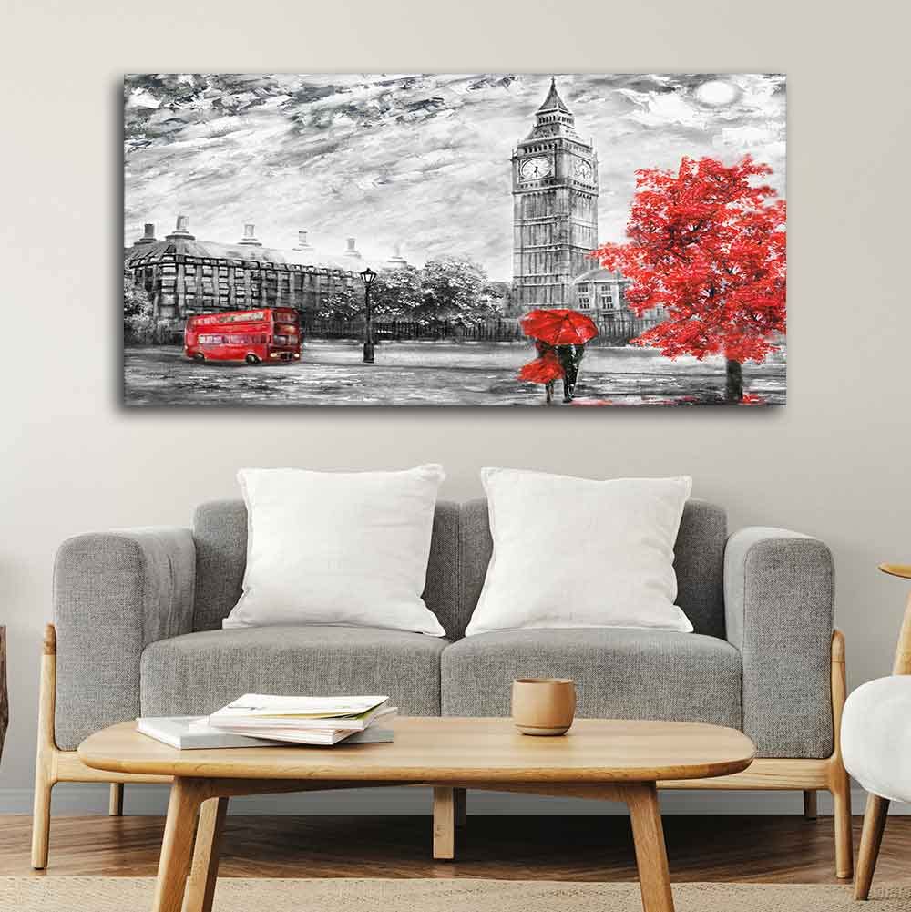 VIBECRAFTS Canvas Paintings for Living Room Drawing Room City View Of London Canvas Wall Painting Fitted With Wooden Frame for Home | Office | Gift (PTVCH_2445NN)