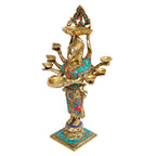 ARTVARKO Lady Diya Eight Oil Lamp Deepak Brass Idol Welcome Lady Deepluxmi Diwali Pooja Light Mandir Home Decor Diyas 15 Inches