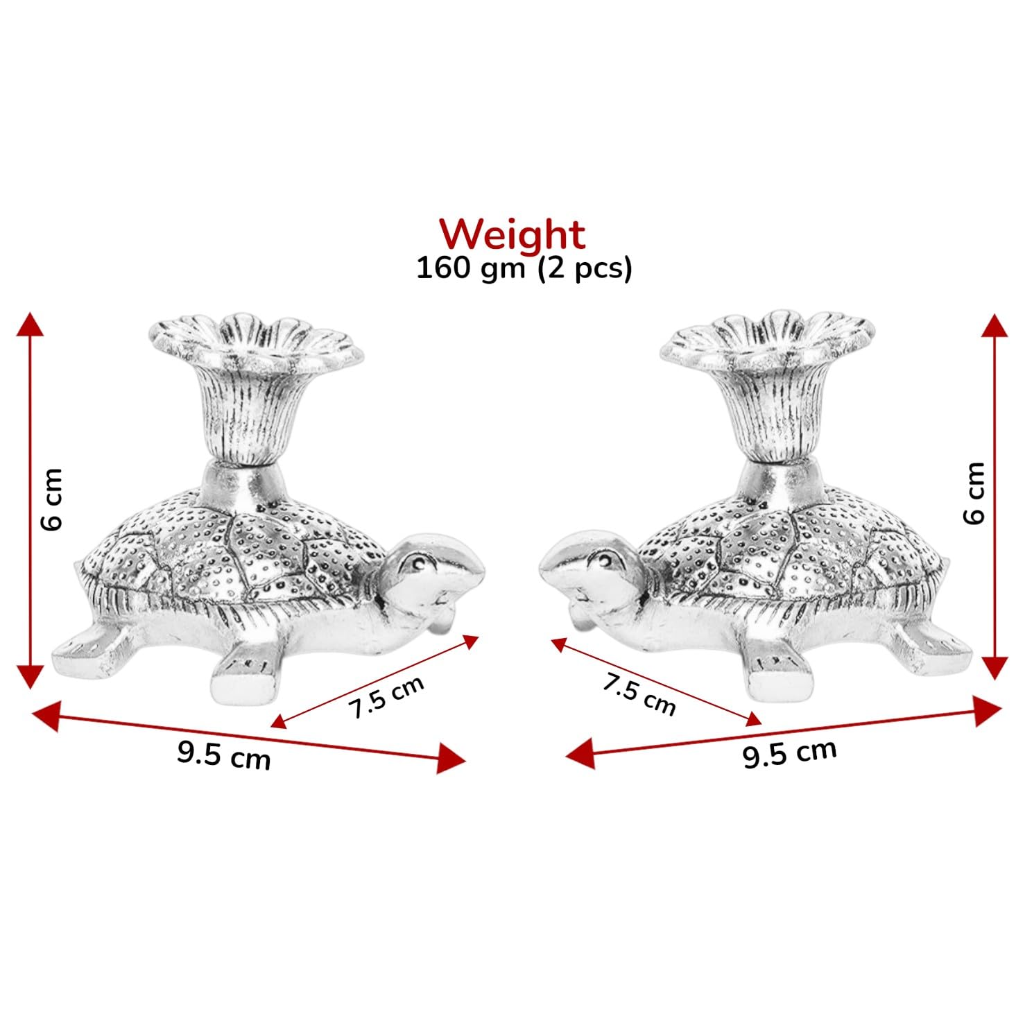 KridayKraft Metal Tortoise Candle Holder Set of 2 pcs for Living Room Bedroom Home Décor Decorative Showpiece for Candle Light Dinner & Dining Table Figurines Candle Stand