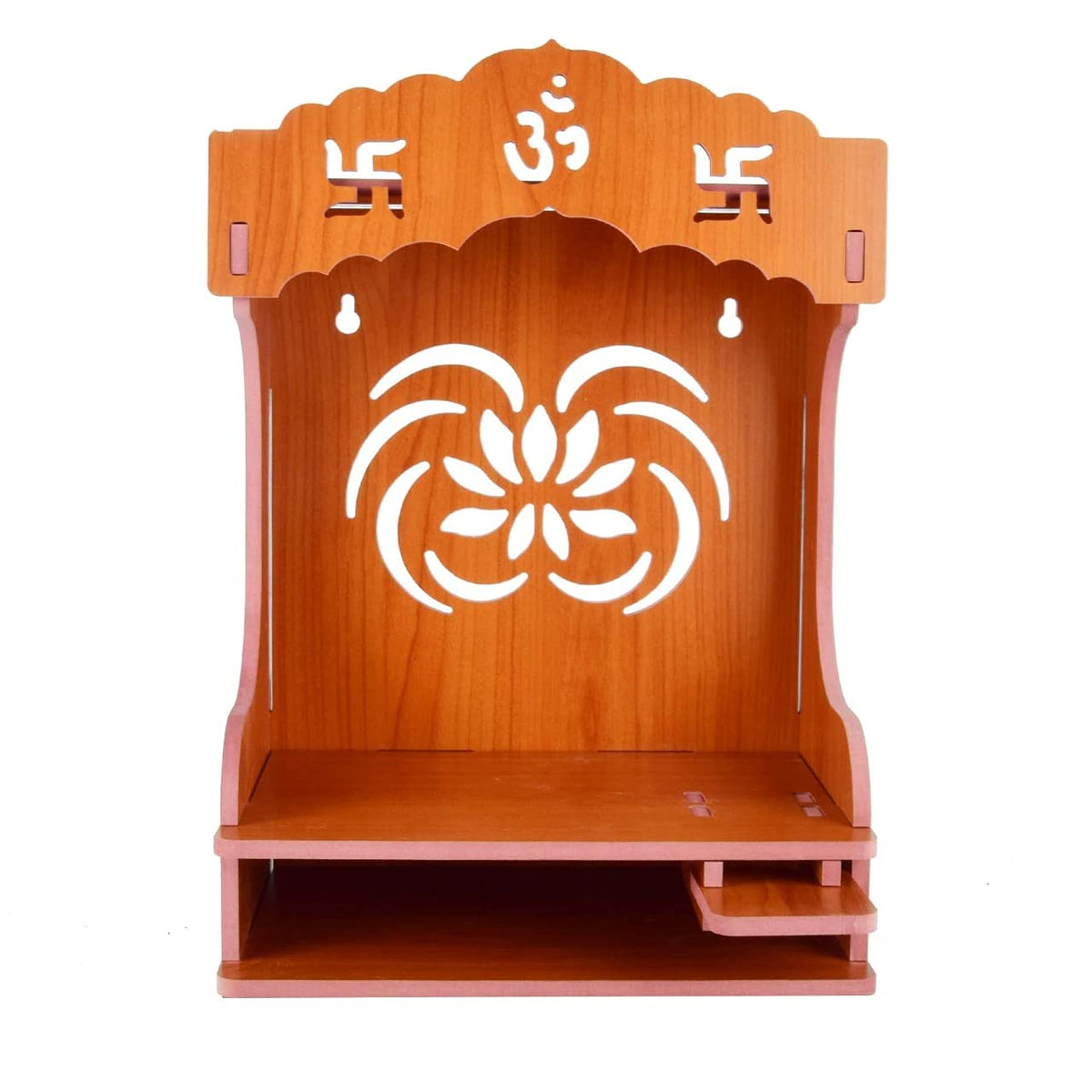 nexat Art Wooden Wall Hanging Temple for Home and Shop,Office and Home showpiece Temple(Size:40 X 29 X 19 CM) (RED)
