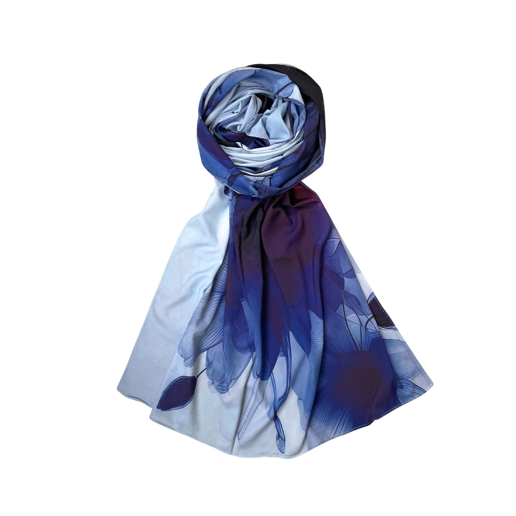 FAHABO Iconic Collection Digital Print Swiss Butter Cotton Scarf Stole for Women (Whisper Blue - Bu)