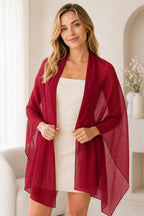 YOUR SMILE for Women Lightweight Breathable Solid Color Soft Chiffon Long Fashion Scarves Sun-proof Shawls Wrap, Wine Red, 27''x70''