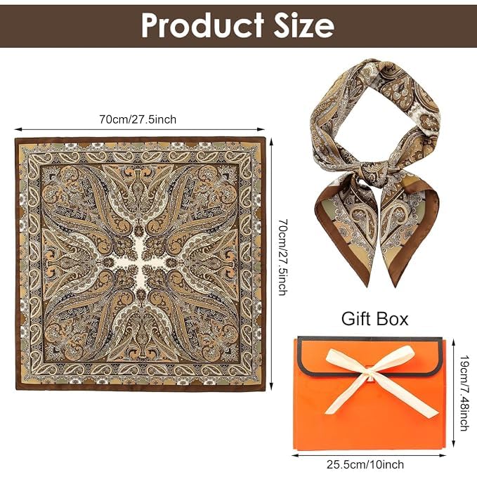 YEPZY ENTERPRISE Silk Like Head Scarf for Women Stylish Vintage Hair Scarf Floral Print Square Bandana Gift
