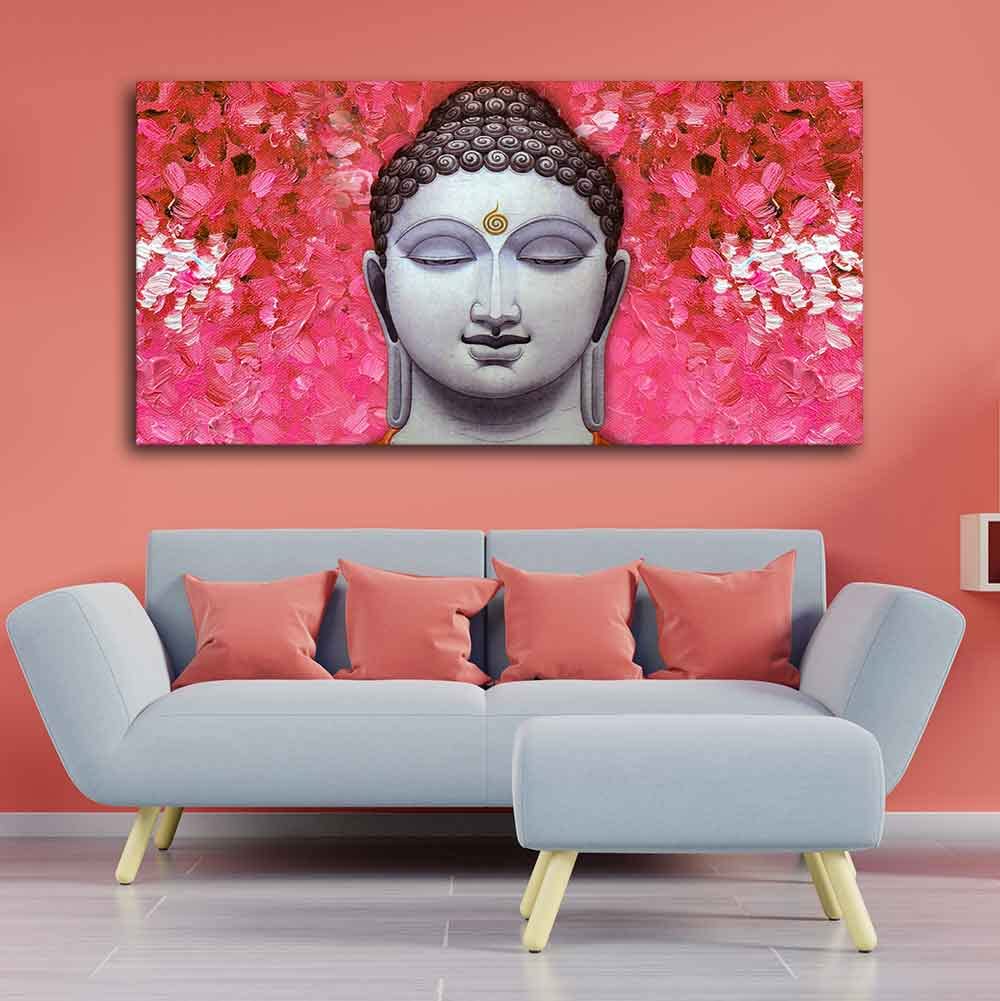 VIBECRAFTS Canvas Paintings for Living Room Drawing Room Buddha Portrait Canvas Wall Painting Fitted With Wooden Frame for Home | Office | Gift (PTVCH_2424)