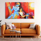 VIBECRAFTS Divine Radha Krishna 5 Pieces Canvas Wall Painting For Home | Office | Living Room | Gift (PTVC5Pcs4_8559)