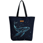 The Purple Tree Eco-Friendly Canvas Tote Bag, Sustainable, Reusable Shopping, Beach, Travel or Everyday Tote, Wide Tote Bag, Cosmic Whale
