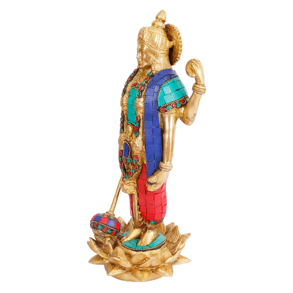 ARTVARKO Vishnu Idol Standing on Lotus Brass Narayann with Sudarshan Chakra Idol for Home Décor Entrance Temple Mandir Puja Pooja Diwali Gift Large Height 12 Inch