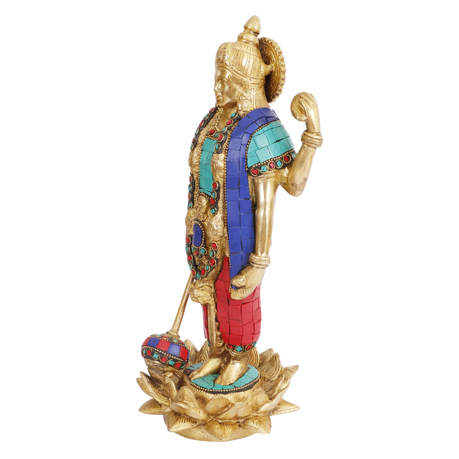 ARTVARKO Vishnu Idol Standing on Lotus Brass Narayann with Sudarshan Chakra Idol for Home Décor Entrance Temple Mandir Puja Pooja Diwali Gift Large Height 12 Inch