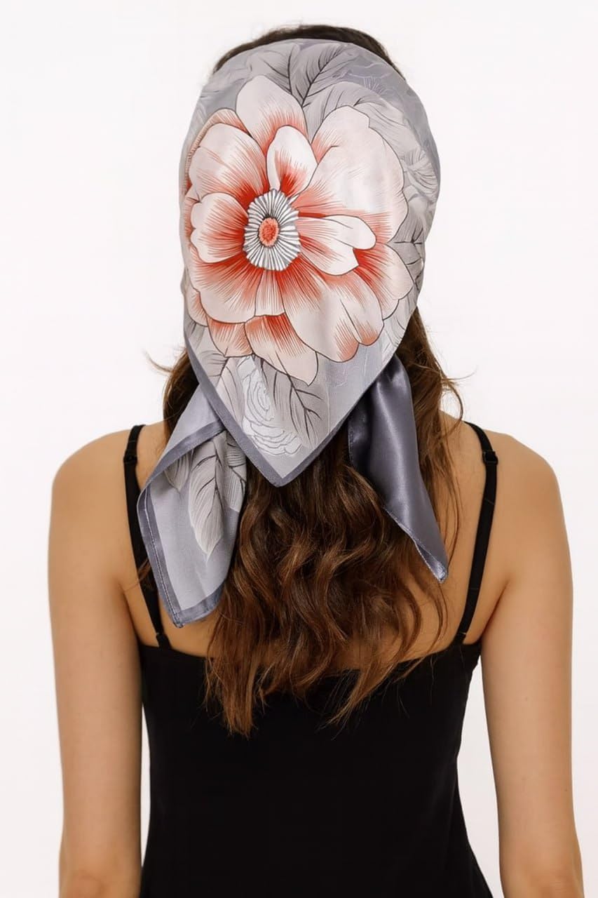 Wirkqeez Women Floral Scarf Soft Elegant Printed Stole, Lightweight Fashion Wrap Shawl, Single Flower