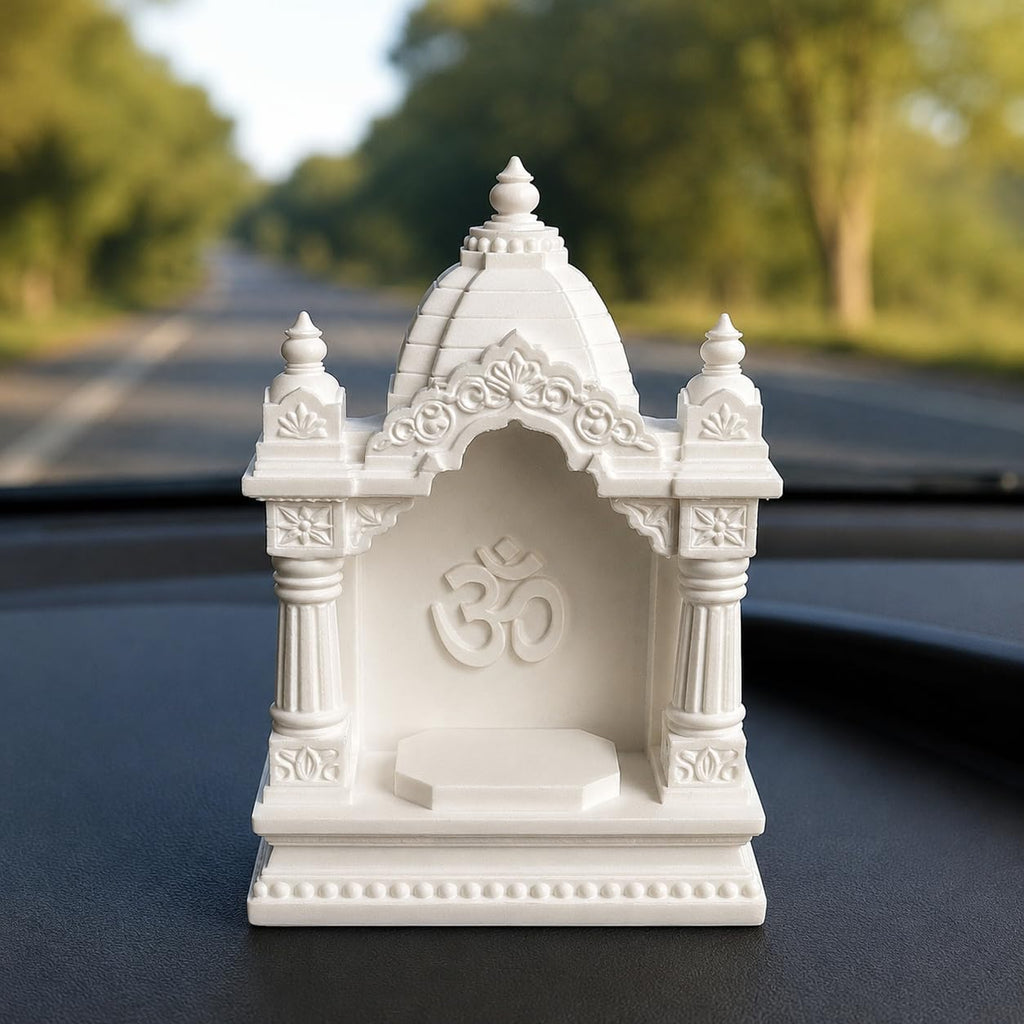 3D Printed Mini Temple for Car, Home, Office, Gifting 15cm (White)