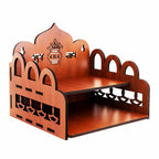 KALMANJUH Decorative Wooden Wall Hanging Mandir | Compact Home Temple with Shelves | Puja Stand for Idols, Diyas & Home Decor Size-20.3D x 20.3W x 22.9H Centimeters