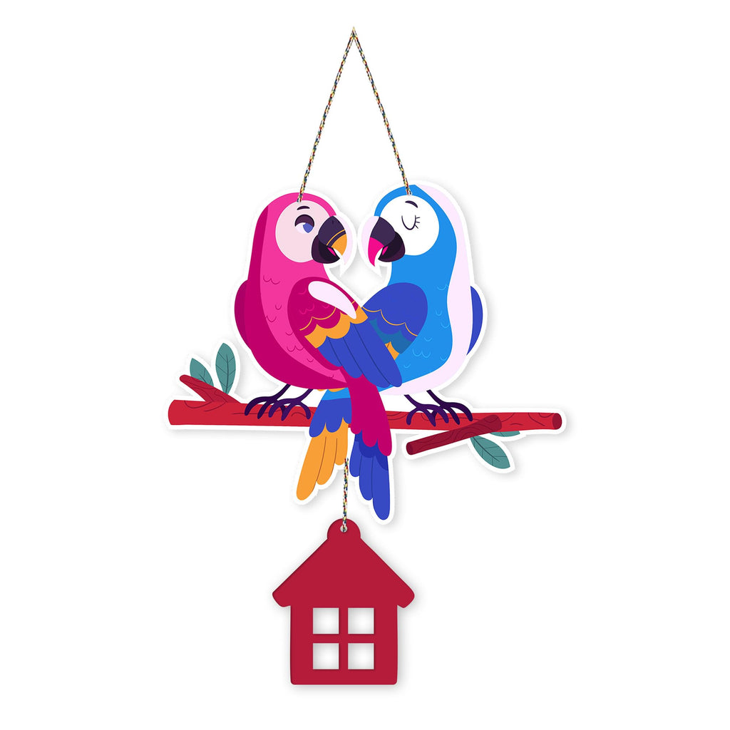 Artvibes Cute Pair of Macaw Parrots Decorative MDF Wooden Wall Art for Home | Living Room | Office | Cafe | Painting Wall Decor | Wall Illustrations | Ethnic Wall Decor | Ideal Gifts (WH_9108N)