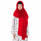 MyBatua Long Hijab in Breathable Soft Georgette large Head Wrap, Wholesale Price, 1pc Scarf HJ-020 (50x180 cm, Red)