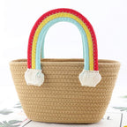 BEAUTIFUL HOMMIES Attractive Hand Bag | Large Tote | Summer Bucket | Bamboo Beach Basket | Boho Jute Sling for Women (Beige)