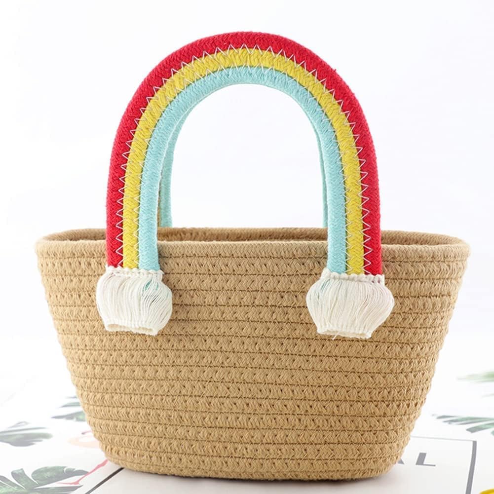 BEAUTIFUL HOMMIES Attractive Hand Bag | Large Tote | Summer Bucket | Bamboo Beach Basket | Boho Jute Sling for Women (Beige)