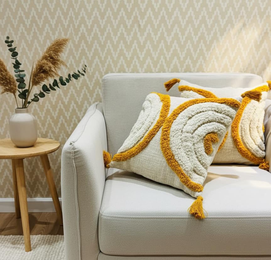 Furnistitchs Premium Decorative Throw Cushion Pillow Cover Boho Home Decor - Living Room Bedroom Couch Sofa Cushion Covers 16 inch x 16 inch (1, Black & White Stripes)