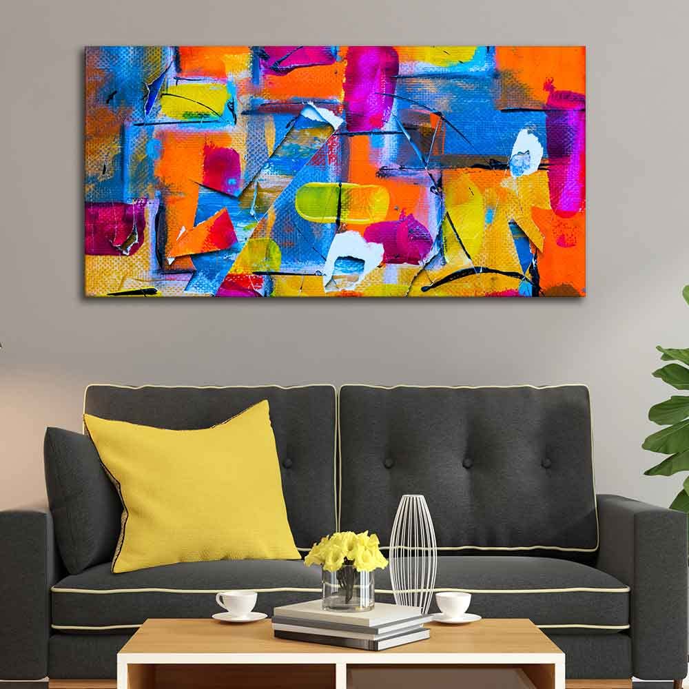 VIBECRAFTS Canvas Paintings for Living Room Drawing Room Colorful Abstract Art Canvas Wall Painting for Home|Office|Gift(PTVCH_2375N)