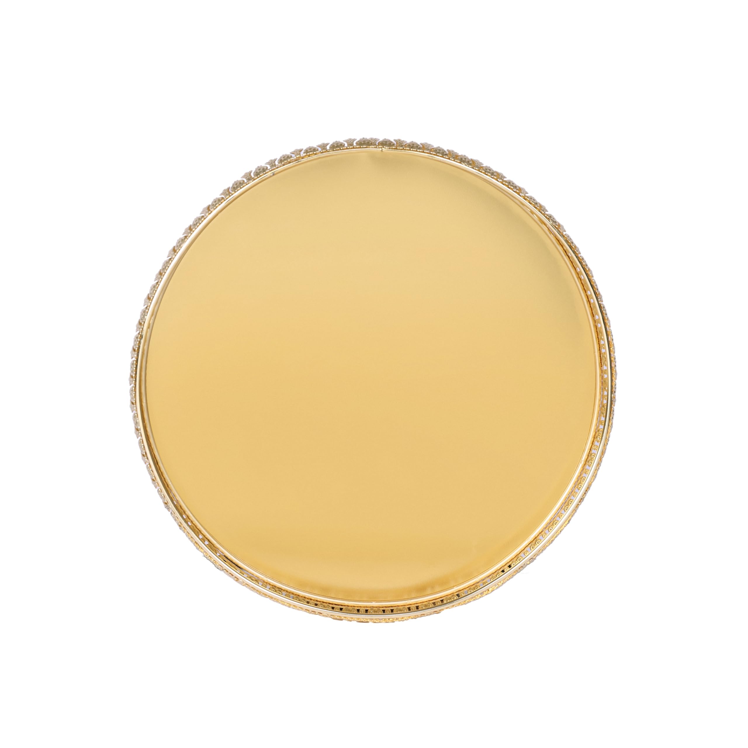 Design Decor Gallery Round German Gold Plated Metal Tray Round Decorative Plate Gift for Decor Diwali Anniversary House Warming Wedding Birthday (Pack of 1) Size: 6x6 Inches, with Gift Box