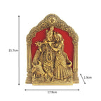 Prince Home Decor & Gifts Antique Golden Finish Radha Krishna with Cow on Thin Metal Frame Wall Hanging and for Table