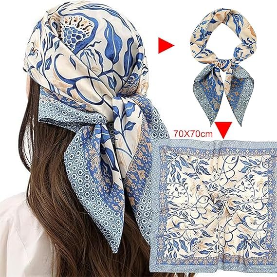 squishy Scarf for Women Stylish, Silk Scarf for Women, Ideal Fashion Accessory for Daily Use, Office and Wedding, Travel (blue)