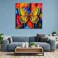 VIBECRAFTS 3 Pieces Beautiful Butterfly Canvas Wall Painting Fitted With Wooden Frame For Home | Office | Living Room | Gifts (PTVC3Pcs1_9519)