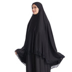 Muslim Hijab for Women Instant Big Hijab Khimar Abaya 1pc Soft Lace Scarf, Black, Large